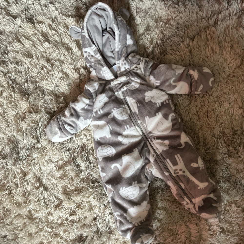 Gray and White Quilted Footies One Piece